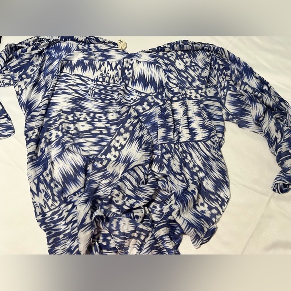 Michael Stars Lightweight Blue White Open Coverup Wrap Shawl One Size - Picture 6 of 6